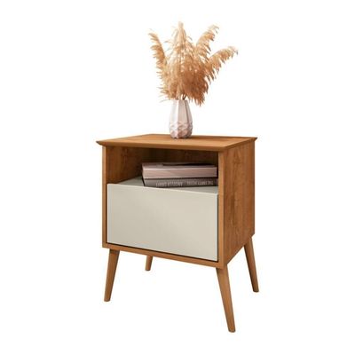 Mesa De Cabceira Retro Liverpool Naturalle Off White