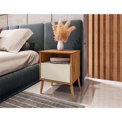 Conjunto De Mesa De Cabeceira Moreira Naturalle Off White