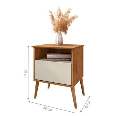 Kit Mesa De Cabeceira Salles Naturalle Off White