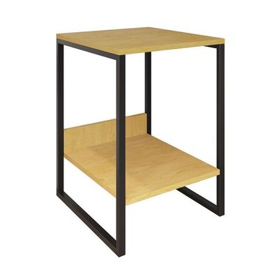 Mesa Cabeceira Industrial Canela Tókio Base Ferro Preto Cor: Canela