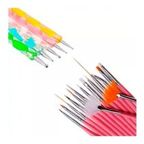 Kit Manicure 15 Pincéis + 10 Boleadores Profissional