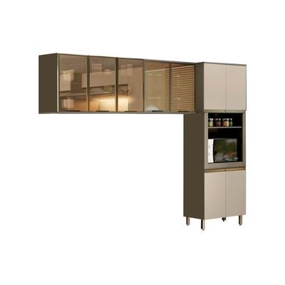 Cozinha Modulada Henn Connect 3 Peças (2 Armários + 1 Paneleiro) Cpt15 Duna/cristal