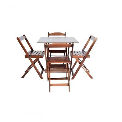 Conjunto Mesa Dobrável 70X70 Com 4 Cadeiras