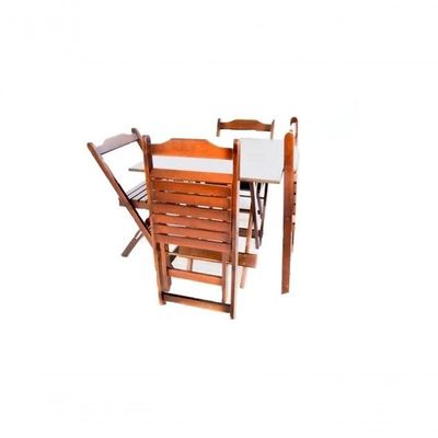 Conjunto Mesa Dobrável 70X70 Com 4 Cadeiras