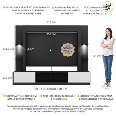 Estante Com Suporte Tv 65" E Leds Berlim Multimóveis V3384