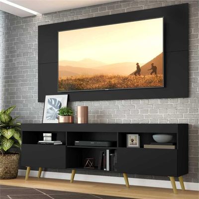 Rack Com Painel E Suporte Tv 65" Retrô Multimóveis V3134