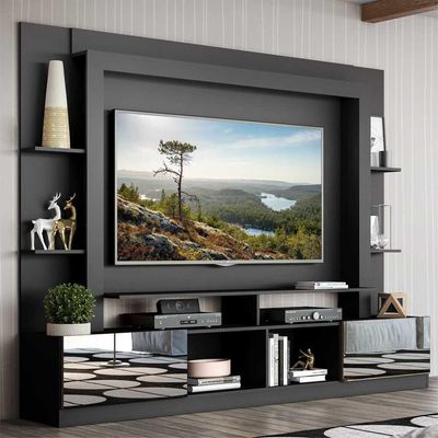 Estante Tv 65" Portas C/ Espelho Multimóveis V3390 Preto