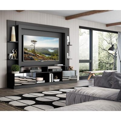 Estante Tv 65" Portas C/ Espelho Multimóveis V3390 Preto