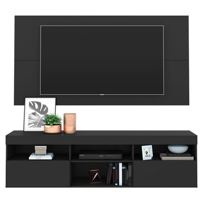 Rack Com Painel E Suporte Tv 65" Multimóveis V3112 Preto