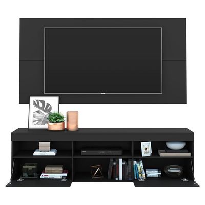 Rack Com Painel E Suporte Tv 65" Multimóveis V3112 Preto