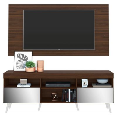 Rack Com Painel E Suporte Tv 65" C/ Espelho MultimóveisV3142
