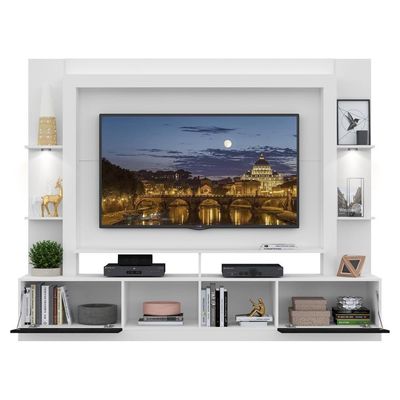 Estante Tv 65" Com Leds Berlim MultimóveisV3392 Branca/Preta