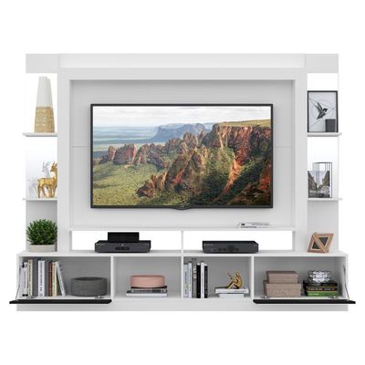 Estante Tv 65" Com Espelho Multimóveis V3389 Branca/Preta