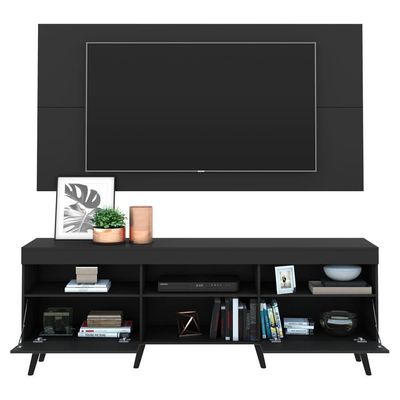 Rack Com Painel Tv 65" Retrô Flórida Multimóveis V3133 Preto