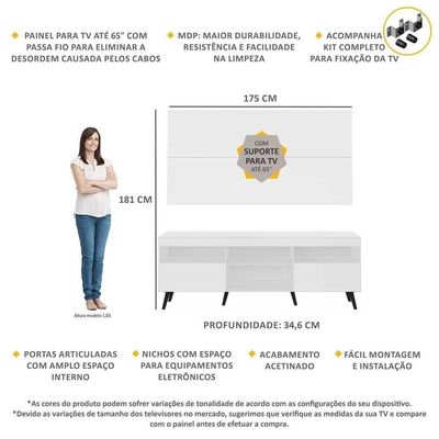 Rack Com Painel E Suporte Tv 65" Retrô Multimóveis V3134