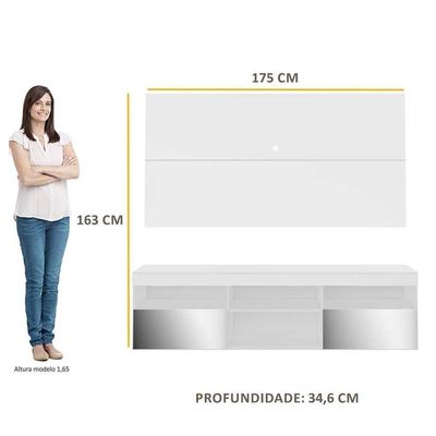Rack Com Painel Tv 65" E Espelho Multimóveis V3137 Branco