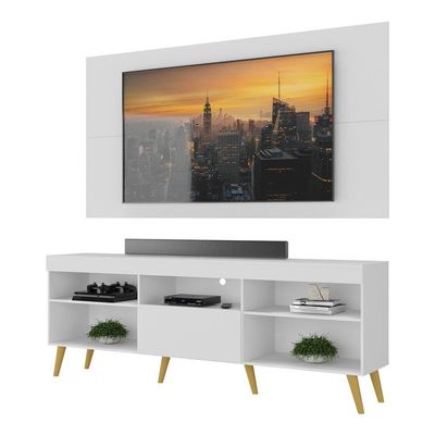 Rack Com Painel E Suporte Tv 65" Retrô Multimóveis V1043