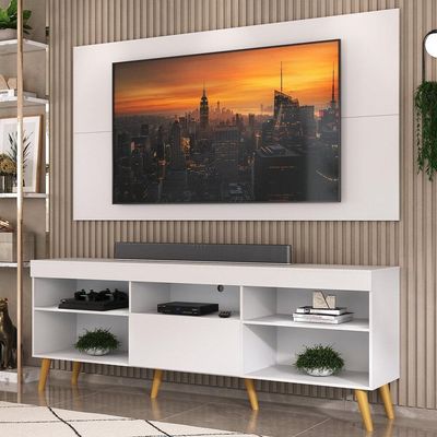 Rack Com Painel E Suporte Tv 65" Retrô Multimóveis V1043