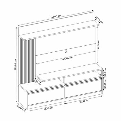 Estante Home Nt1295 Para Tv Até 60 Polegadas Freijó Trend/off White Tx Notável Móveis