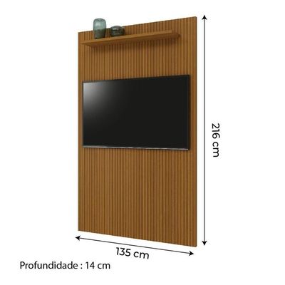 Painel Para Tv Até 55" Ripado Com Prateleira 1,35m Cedro EDN
