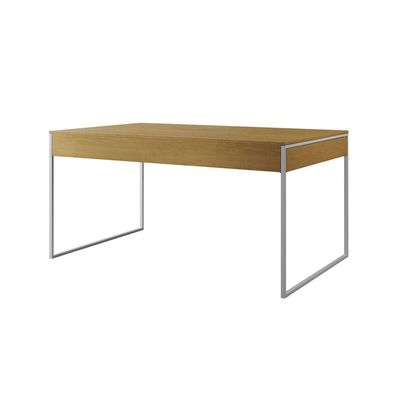 Mesa Jantar Industrial Canela 137X90Cm Com 4 Poltronas Brancas Base Ferro Br Cor: Canela