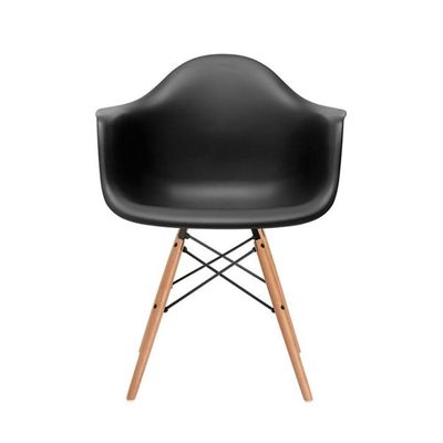 Conjunto De Jantar Mesa Redonda Eiffel Em Madeira 90Cm Amêndoa Com 4 Poltronas Pretas Cor: Preto