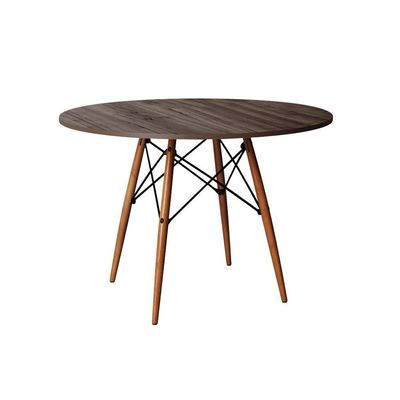 Conjunto De Jantar Mesa Redonda Eiffel Em Madeira 90Cm Amêndoa Com 4 Poltronas Pretas Cor: Preto