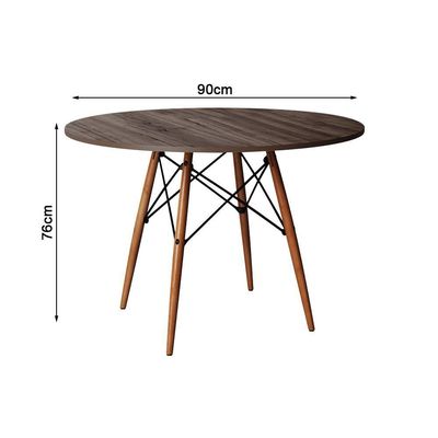 Conjunto De Jantar Mesa Redonda Eiffel Em Madeira 90Cm Amêndoa Com 4 Poltronas Pretas Cor: Preto