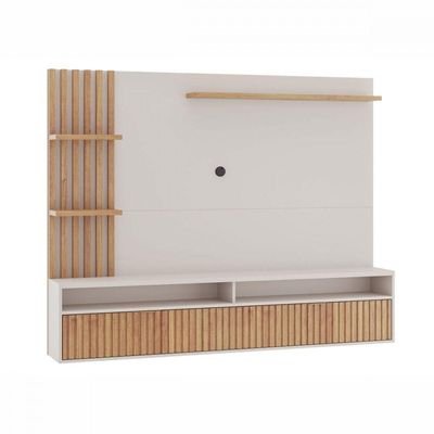 Painel Para Tv Até 65 Polegadas Aurora Off White Mel Ripado Viero Off White Com Mel