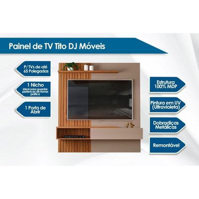 Painel Para Tv Tito Até 65 Polegadas Griz/carvalho - Dj Móveis