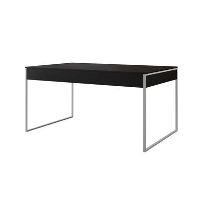 Mesa Jantar Industrial Preta 137X90Cm Base Ferro Branco Com 4 Poltronas Pretas Cor: Preto