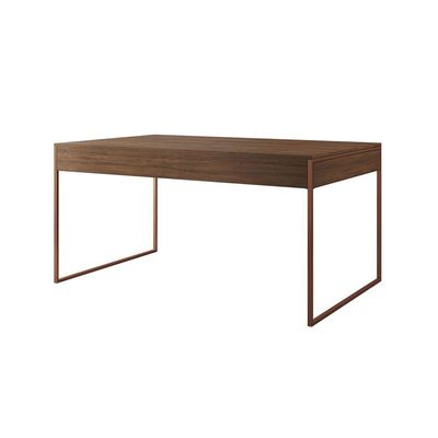 Mesa Jantar Industrial Amêndoa 137X90Cm Base Cobre Com 4 Poltronas Pretas Ma Cor: Amendoa