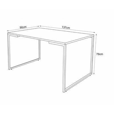 Mesa Jantar Industrial Retangular 137X90Cm Branca Base Dourada Com 4 Cadeiras Madeira P Cor: Branco