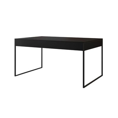Mesa Jantar Industrial Retangular 137X90Cm Preta Com 4 Cadeiras Brancas Base Ferro Cor: Preto