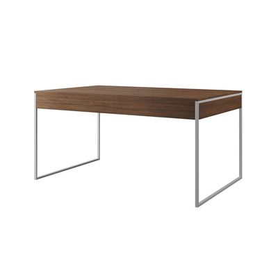 Mesa Jantar Industrial Amêndoa 137X90Cm Com 4 Poltronas Brancas Base Ferro B Cor: Amendoa