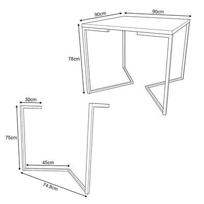 Mesa Jantar Industrial Preta 90Cm Quadrada Base Cobre V Com 4 Poltronas Brancas Pés Cob Cor: Preto