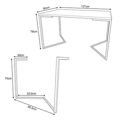 Mesa Jantar Industrial Retangular Branca 137X90Cm Base V Cobre Com 6 Cadeiras Brancas M Cor: Branco