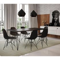 Conjunto De Mesa Clips De Ferro Preto Tampo Preto 135X75 6 Cadeiras Ferro Preta Assento Preto