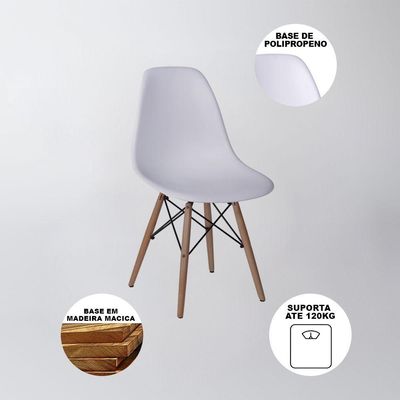 Mesa Jantar Industrial Retangular Amêndoa 137X90Cm Base V Ferro Branco C/6 Cadeiras Branca M Amendoa