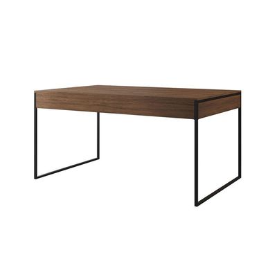 Mesa Jantar Industrial Amêndoa 137X90Cm Com 4 Poltronas Brancas Base Ferro P Cor: Amendoa