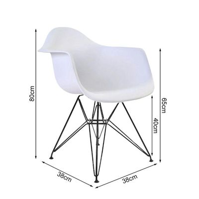 Mesa Industrial Jantar Redonda 110Cm Amêndoa Base V Com 4 Poltronas Brancas Ferro Preto Amendoa