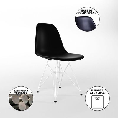 Mesa Industrial Jantar Retangular 137X90Cm Canela Base V Com 6 Cadeiras Pretas Ferro Br Canela