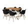 Mesa Jantar Industrial Canela 137X90Cm Base V Dourada Com 6 Poltronas Daw Madeira Preta Cor: Canela