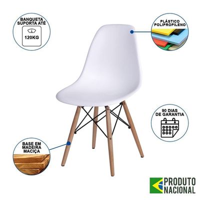 Mesa Jantar Industrial Retangular 137X90Cm Branca Base V Dourada Com 6 Cadeiras Madeira Cor: Branco
