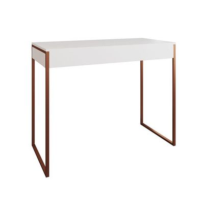 Aparador Industrial Retangular Califórnia Branco 137X40Cm Base Cobre Cor: Branco