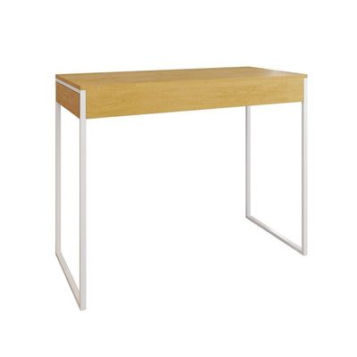 Aparador Industrial Retangular Califórnia Canela 137X40Cm Base Ferro Branco Cor: Canela