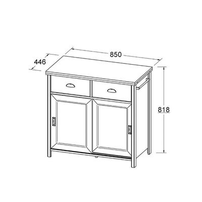 Aparador Buffet Ditália 2 Gavetas 2 Portas Ba-145 Preto