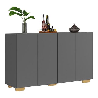 Aparador Buffet 4 Portas Multimóveis V3562 Branco/Preto