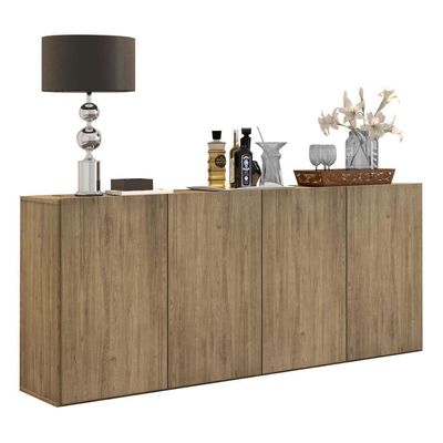 Aparador Buffet 4 Portas Viena V3604 Rustic/Preto