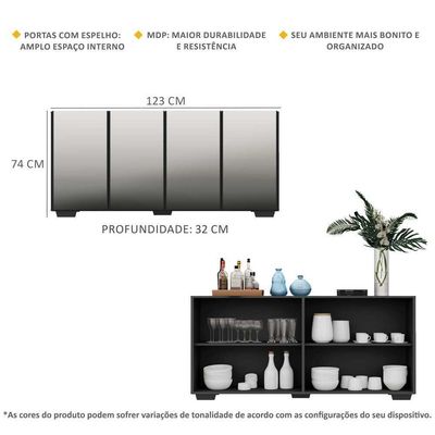 Aparador Buffet 4 Portas Vegas Multimóveis V3560 Preto